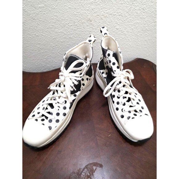 Converse Polka Dot Platform High-Top Sneakers White & Black Canvas Unisex Size 1 - Picture 6 of 15